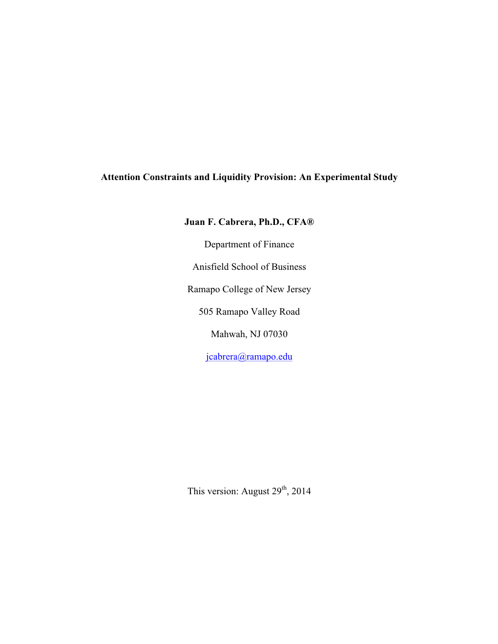 Attention Constraints and Liquidity Provision: an Experimental Study