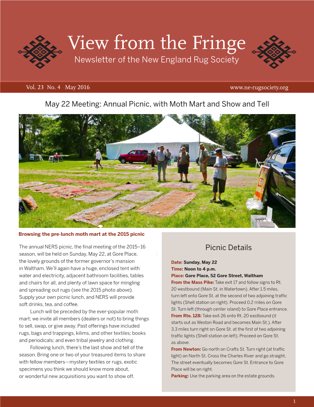 View from the Fringe Newsletter of the New England Rug Society