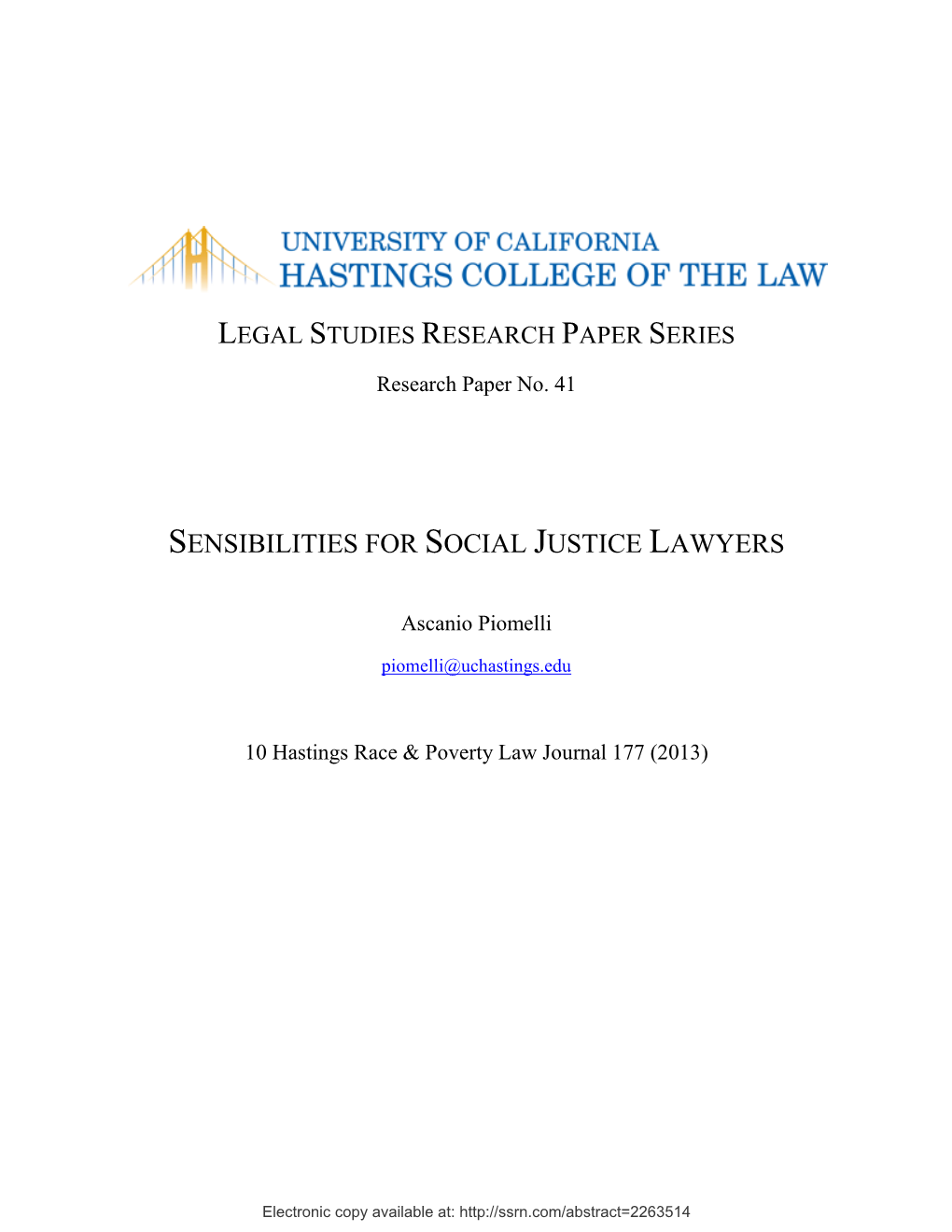 Sensibilities for Social Justice Lawyers