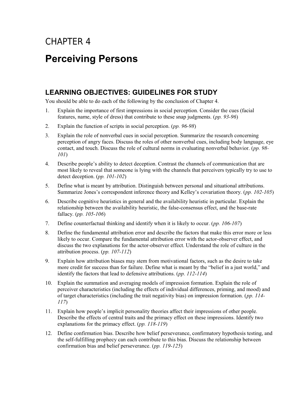 Learning Objectives: Guidelines for Study