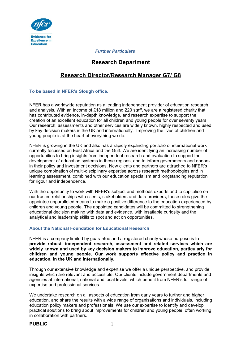 Research Director/Research Manager G7/ G8