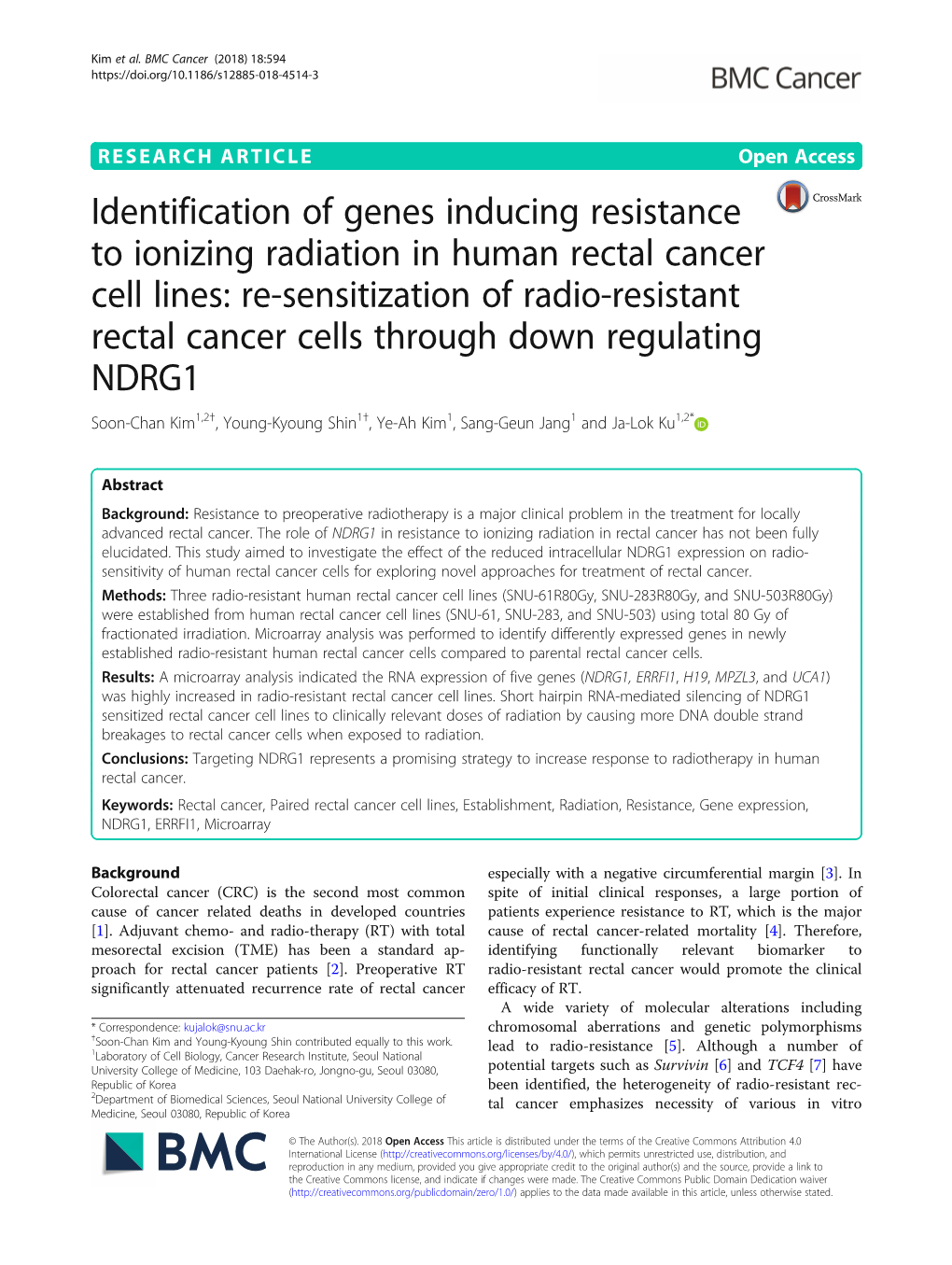 Identification of Genes Inducing Resistance to Ionizing