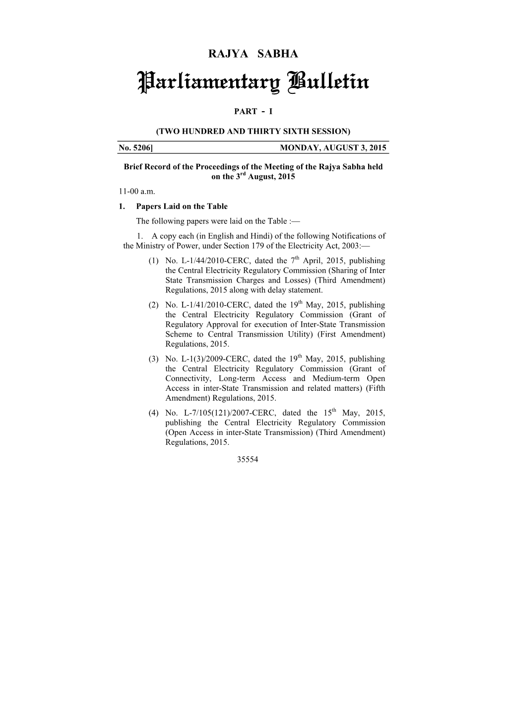 Parliamentary Bulletin