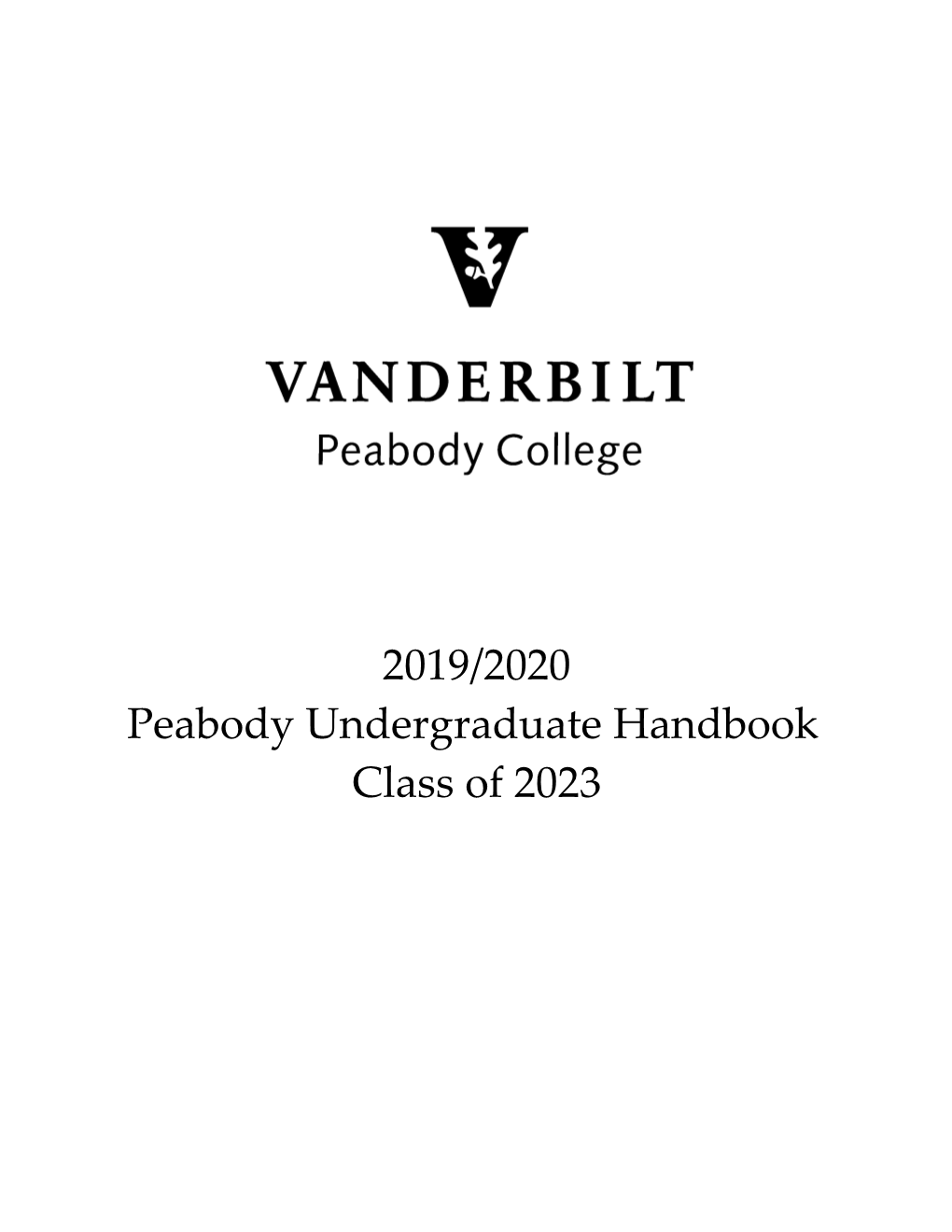 2019/2020 Peabody Undergraduate Handbook Class of 2023