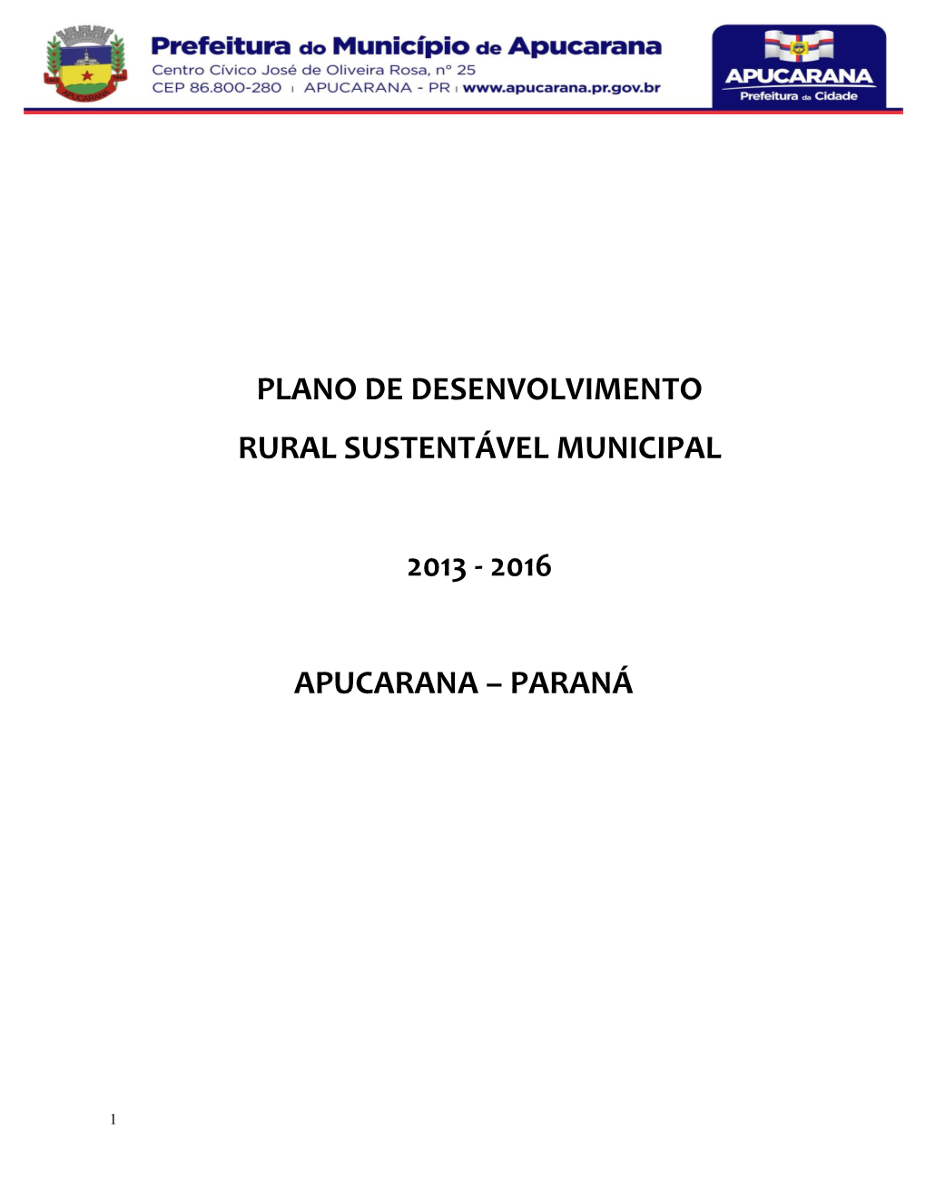 Plano De Desenvolvimento Rural Sustentável Municipal 2013