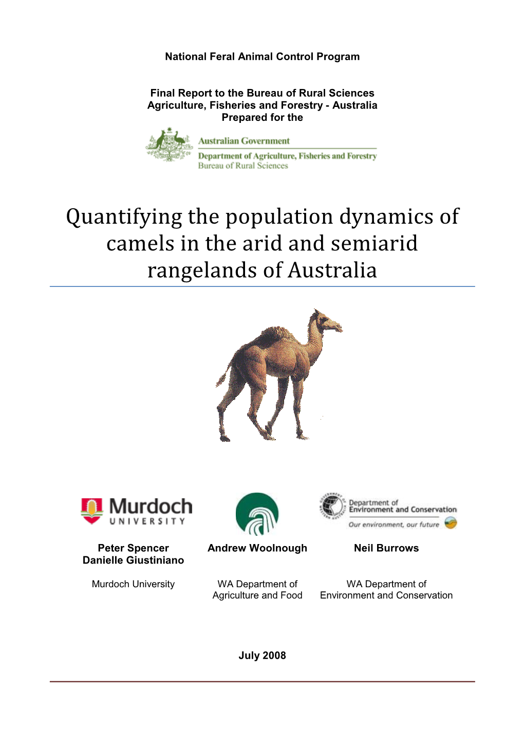 Quantifying the Population Dynamics of Camels in the Arid and Semiarid Rangelands of Australia
