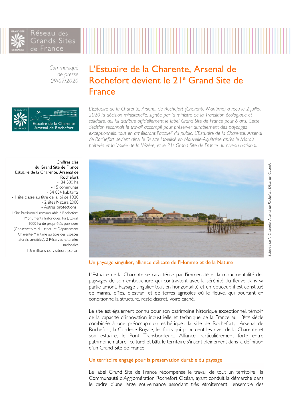L'estuaire De La Charente, Arsenal De Rochefort Devient Le 21E Grand Site