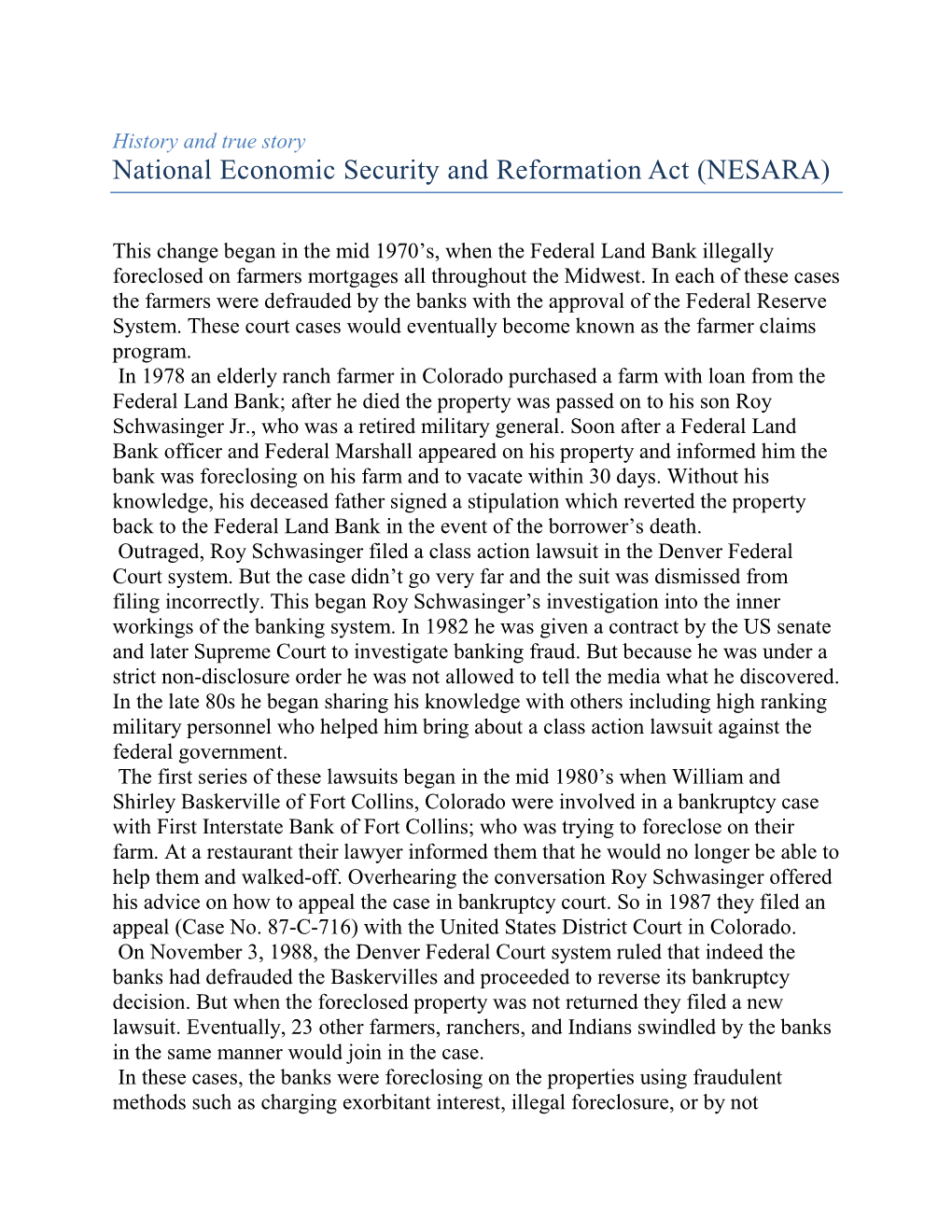 National Economic Security and Reformation Act (NESARA)