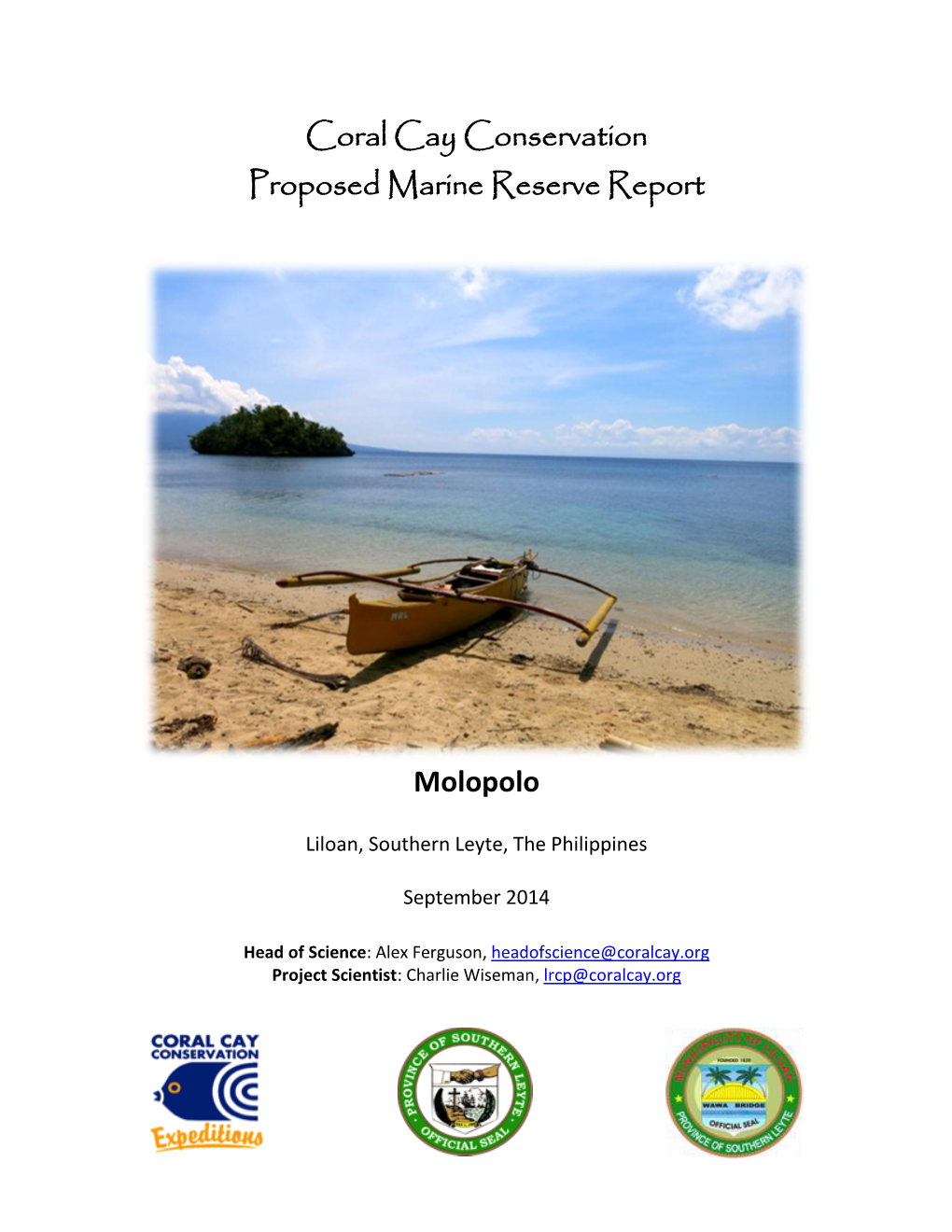 Coral Cay Conservation Proposed Marine Reserve Report Molopolo