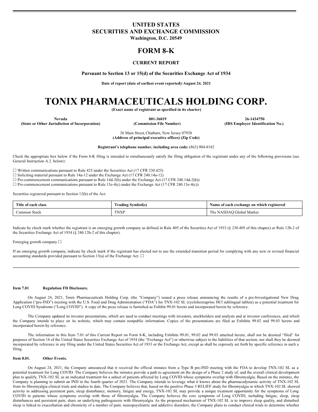 Tonix Pharmaceuticals Holding Corp. (TNXP)