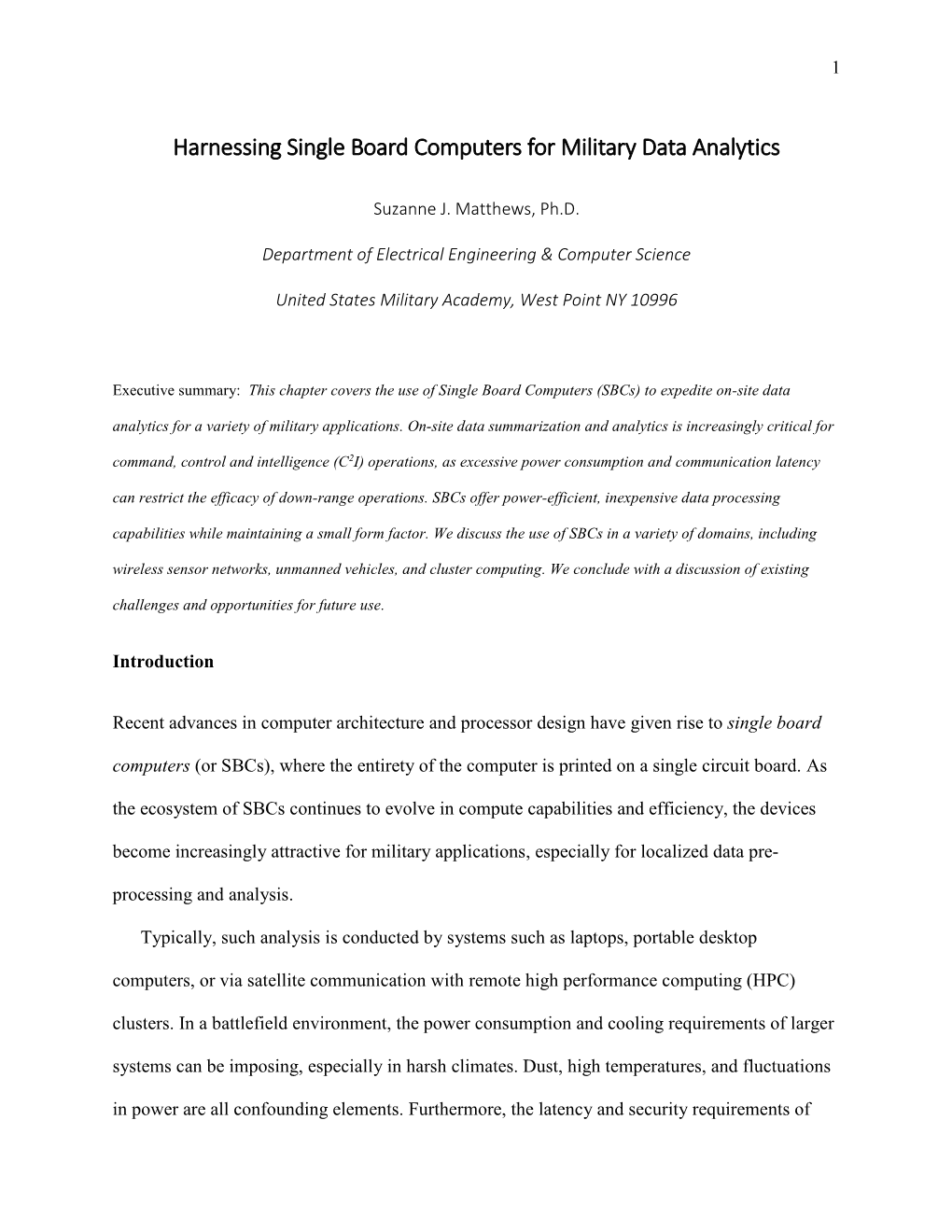 Harnessing Single Board Computers for Military Data Analytics