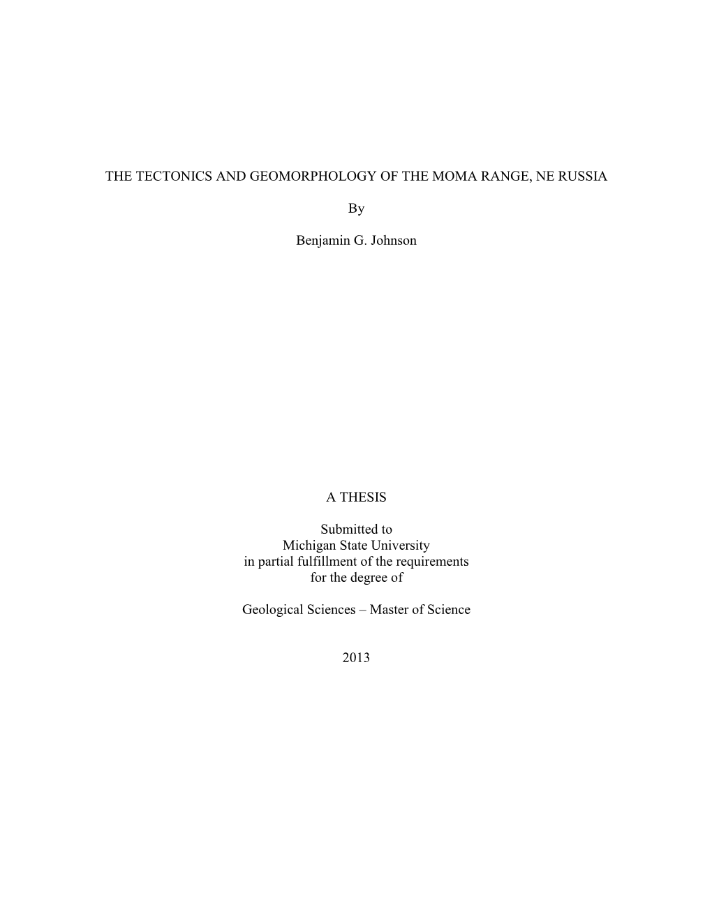 The Tectonics and Geomorphology of the Moma Range, Ne Russia