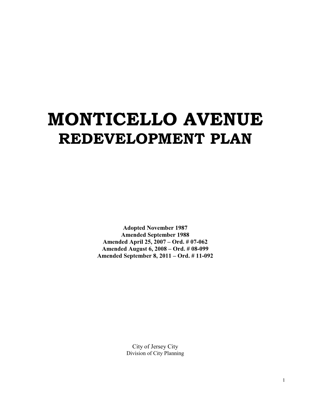 Monticello Avenue Redevelopment Plan