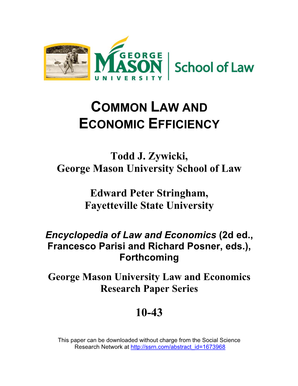 Common Law and Economic Efficiency