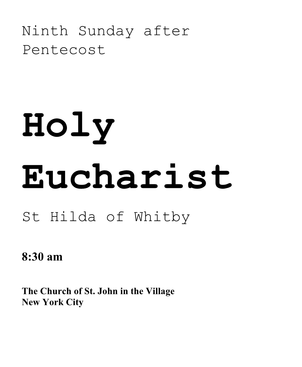 Holy Eucharist St Hilda of Whitby