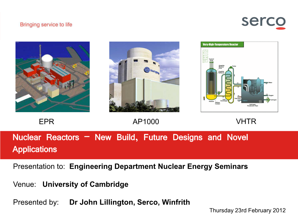 Nuclear Reactors – New Build, Future Designs and Novel Applications