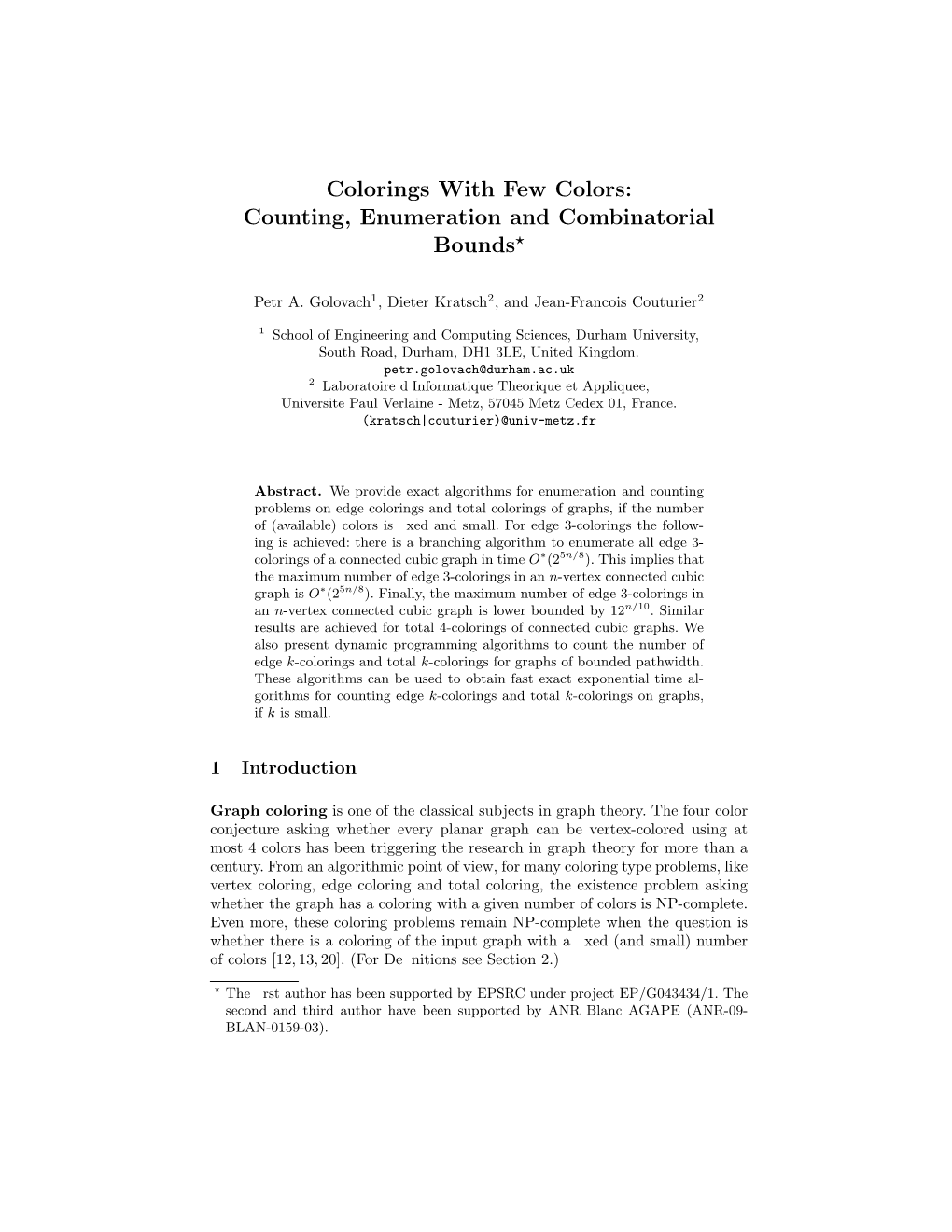 Colorings with Few Colors: Counting, Enumeration and Combinatorial Bounds￿