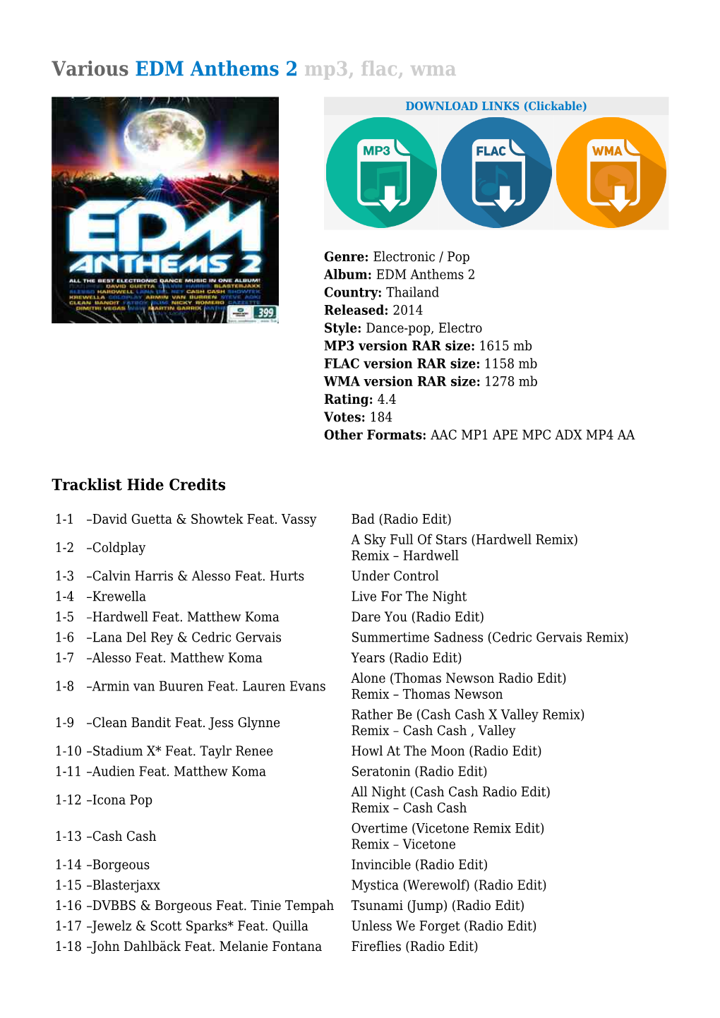 Various EDM Anthems 2 Mp3, Flac, Wma