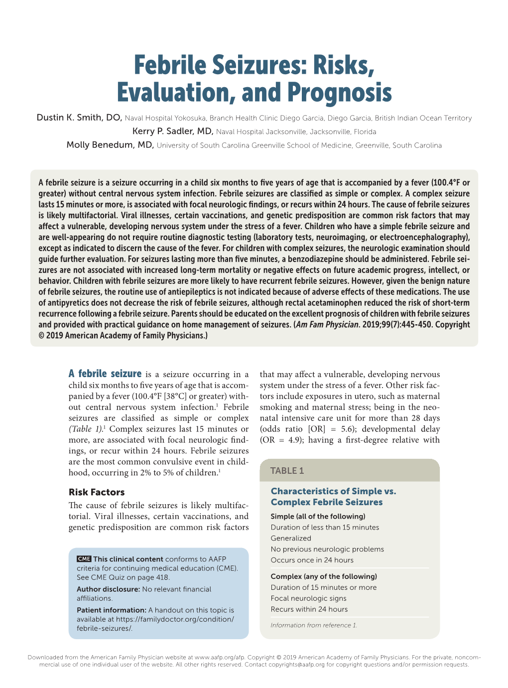 Febrile Seizures:​ Risks, Evaluation, and Prognosis Dustin K