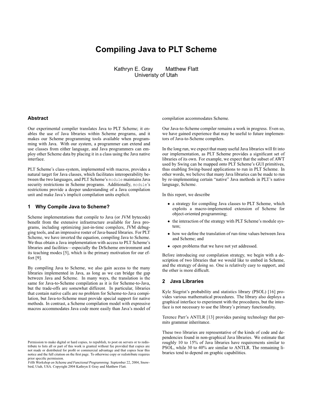 Compiling Java to PLT Scheme