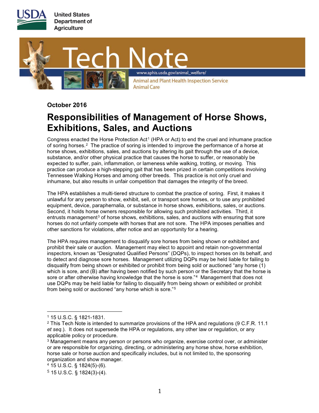 Responsibilities of Management of Horse Shows, Exhibitions, Sales