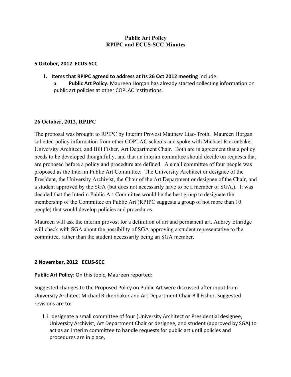 RPIPC and ECUS-SCC Minutes