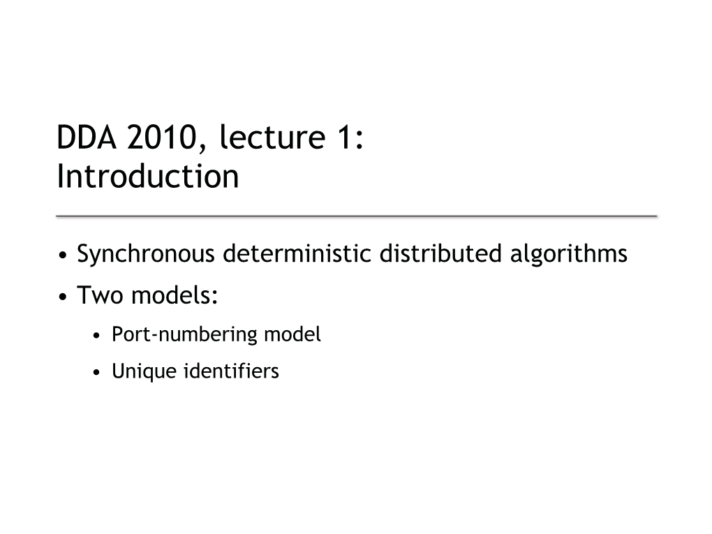 DDA 2010, Lecture 1: Introduction
