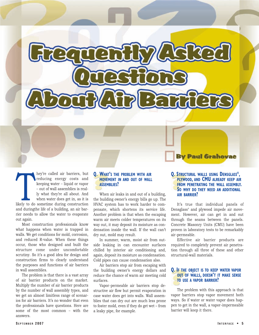 Frequently Asked Questions About Air Barriers