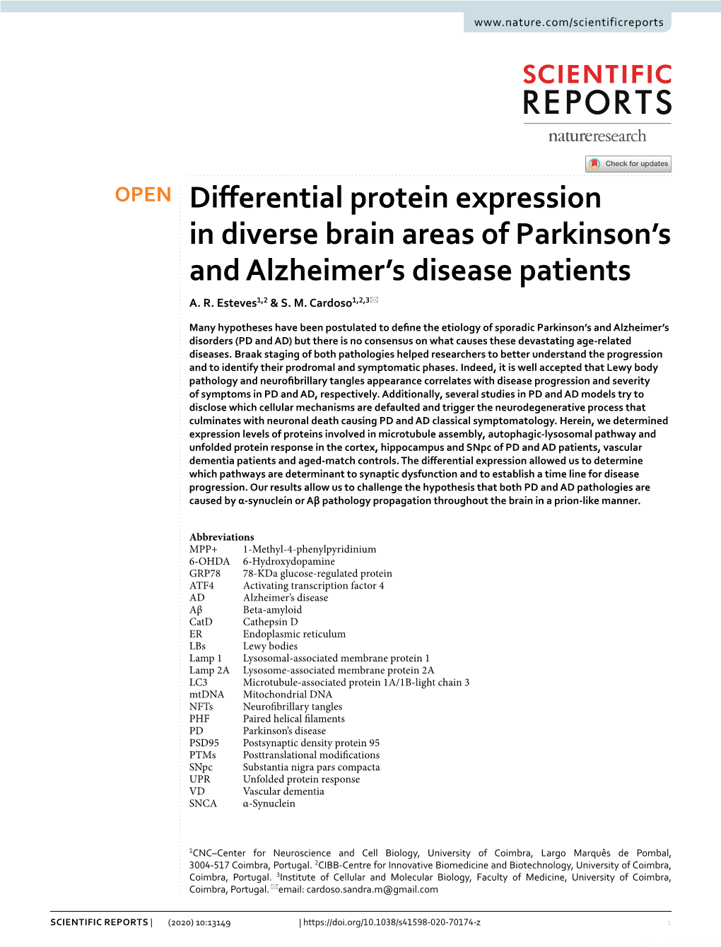 Differential Protein Expression in Diverse Brain Areas of Parkinson's