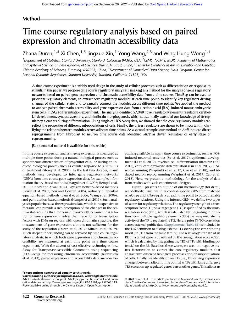 Time Course Regulatory Analysis Based on Paired Expression and Chromatin Accessibility Data