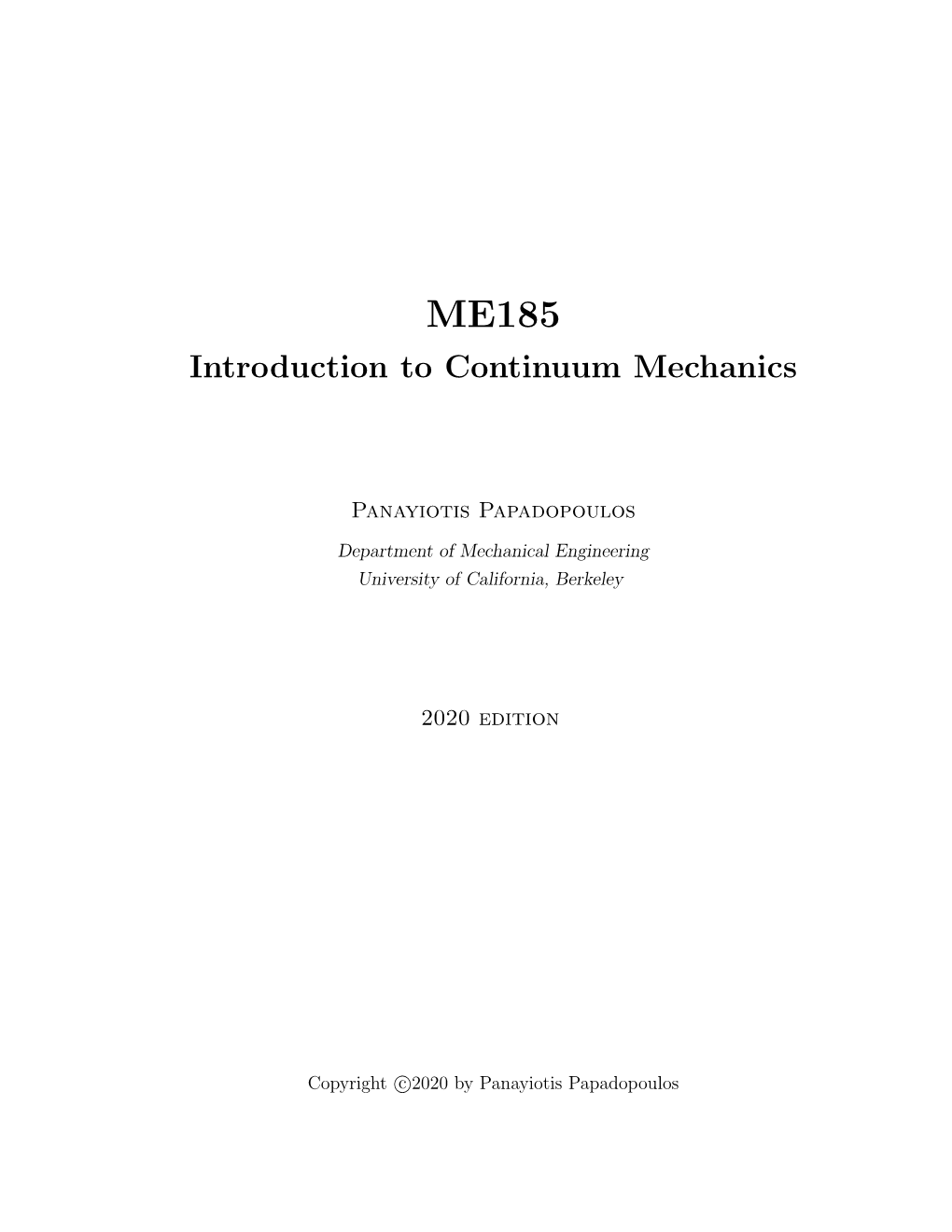 Introduction to Continuum Mechanics