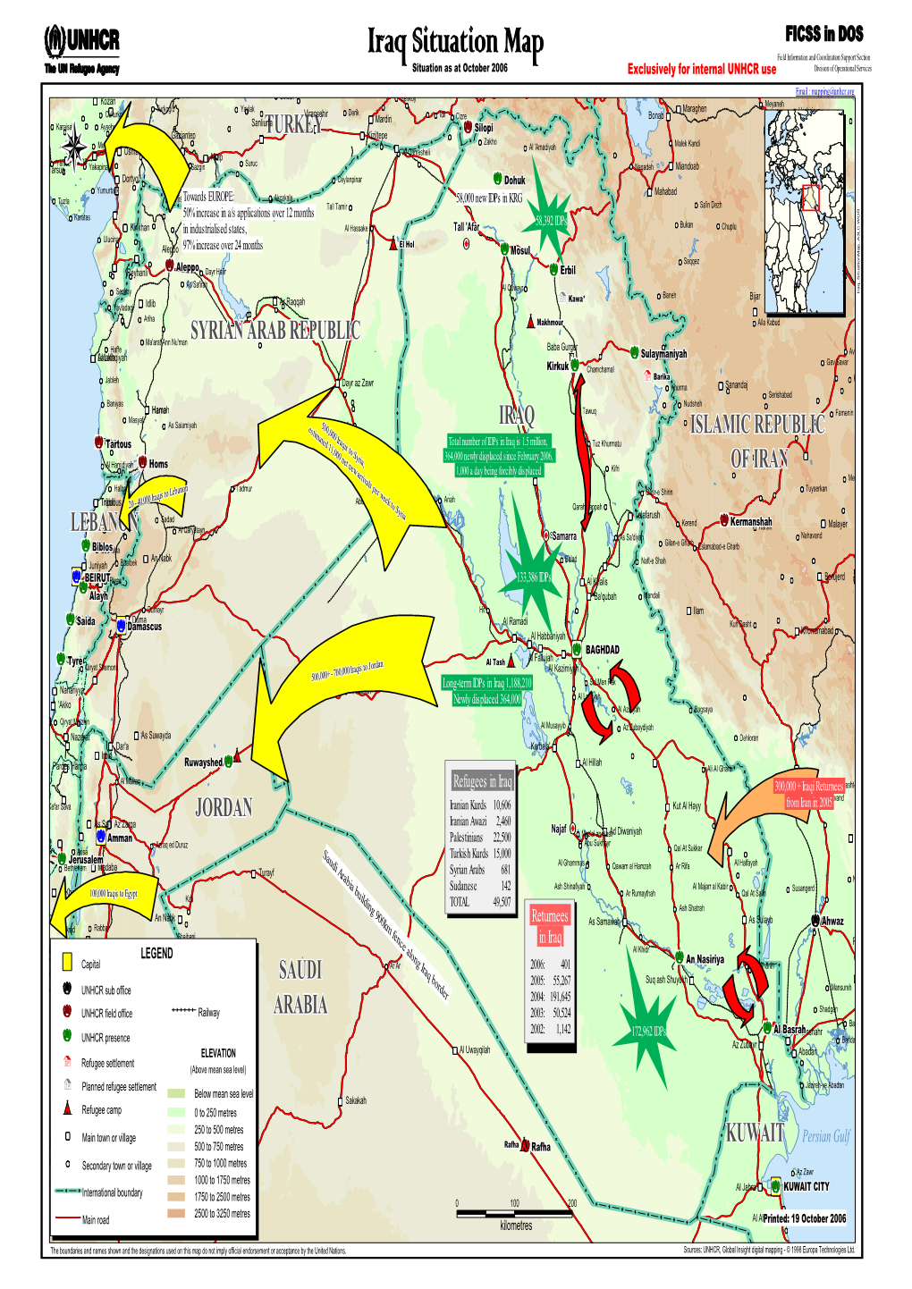 Iraq Situation Map Field Information and Coordination Support Section Situation As at October 2006 Exclusively for Internal UNHCR Use Division of Operational Services