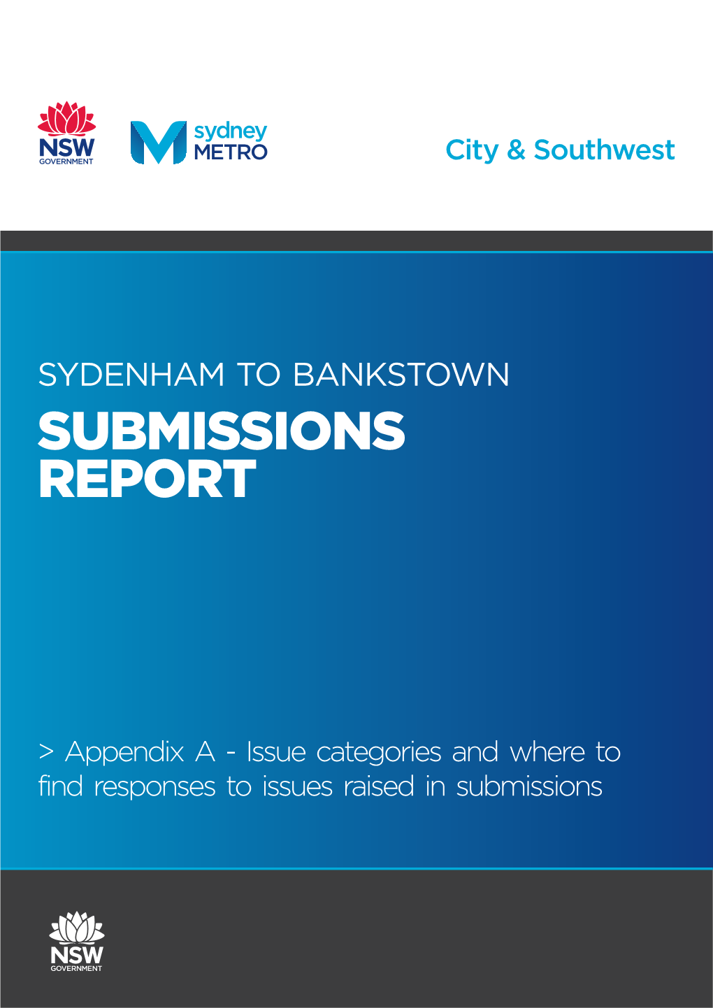 Sydenham to Bankstown Submissions Report