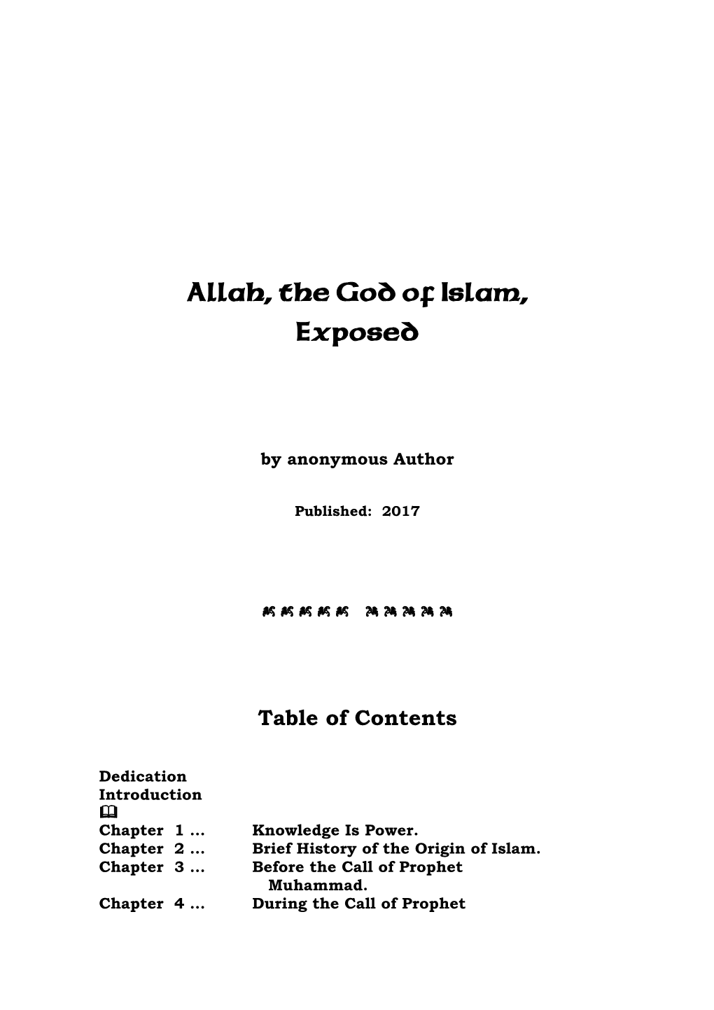 Allah, the God of Islam, Exposed