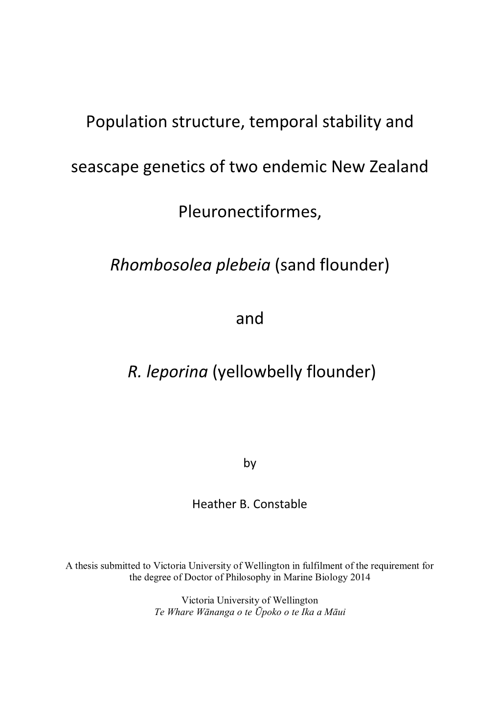 Population Structure, Temporal Stability And