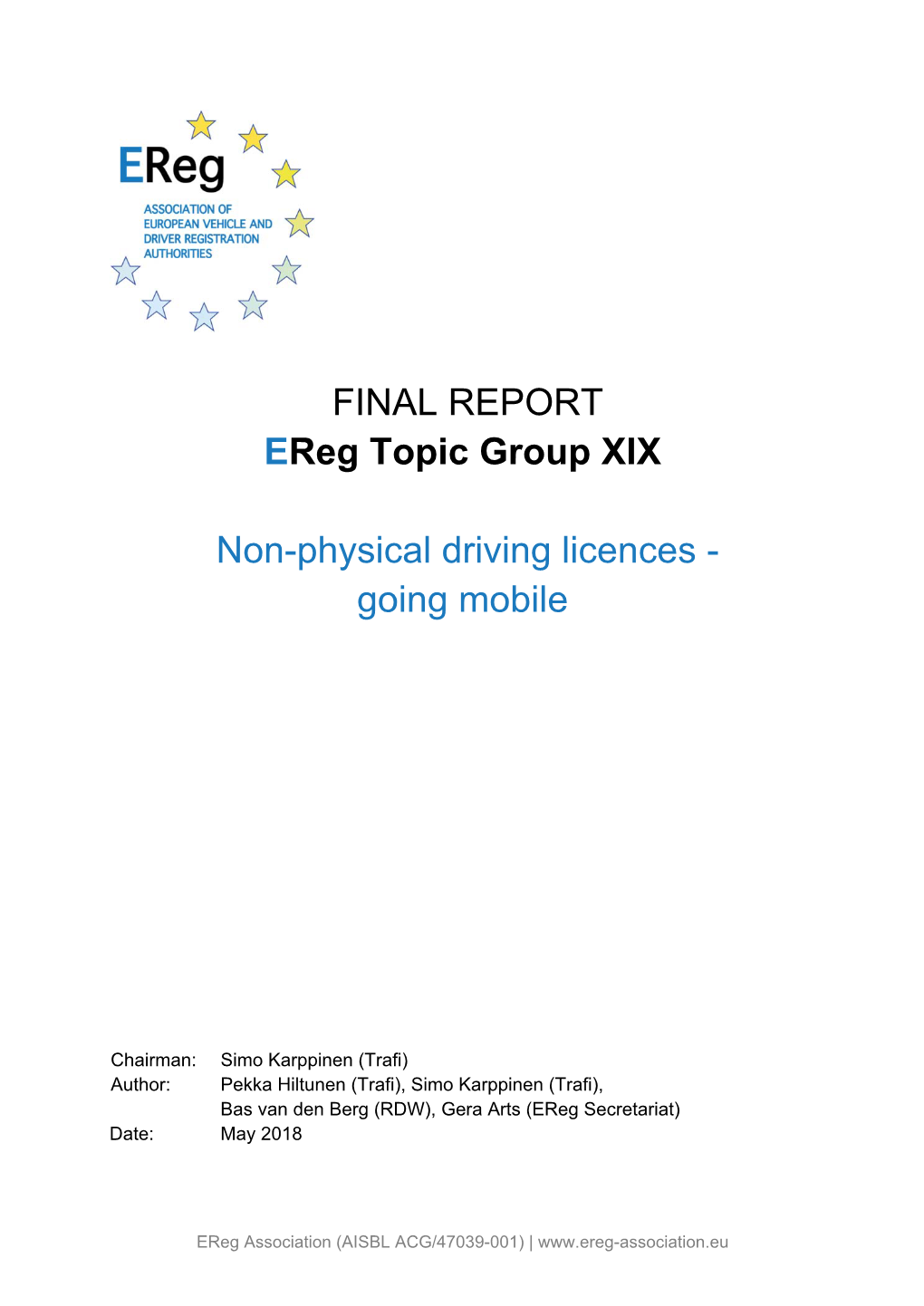 FINAL REPORT Ereg Topic Group XIX Non-Physical Driving Licences