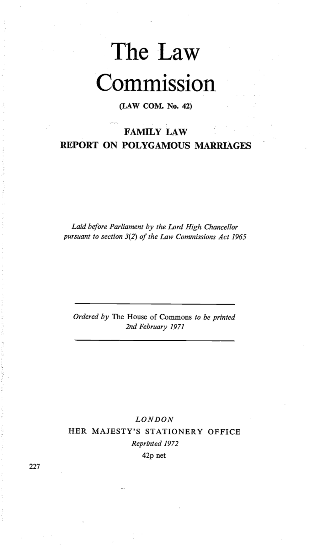 Family Law: Polygamous Marriages Report