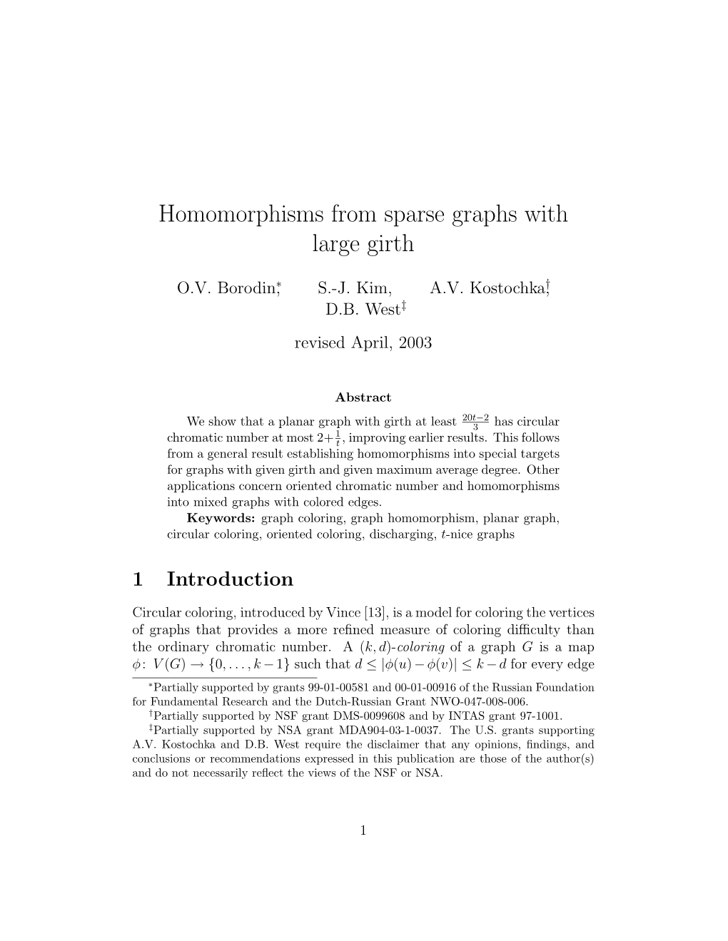 Homomorphisms from Sparse Graphs with Large Girth