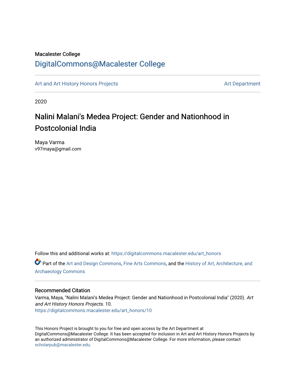 Nalini Malani's Medea Project: Gender and Nationhood in Postcolonial India