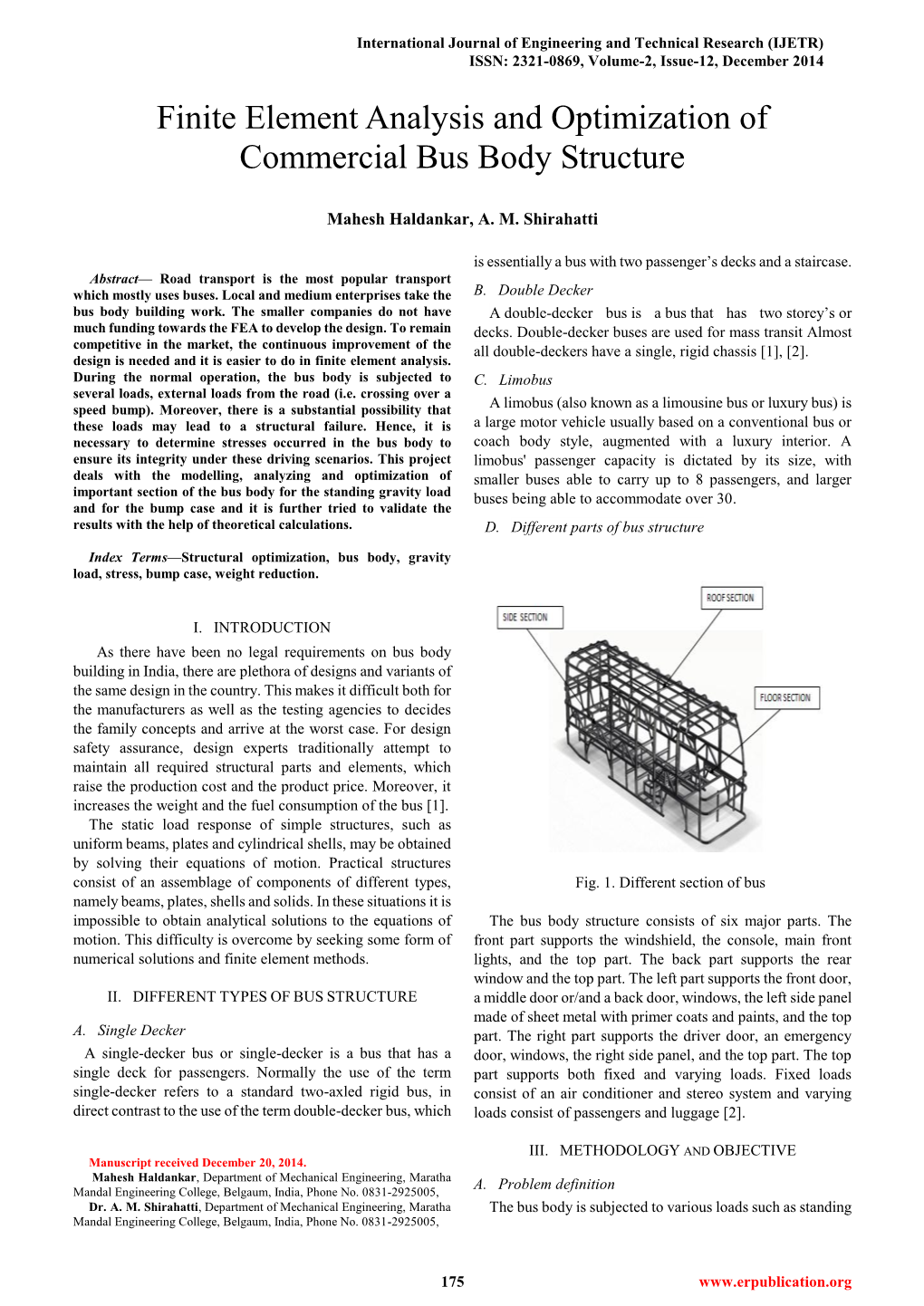 Finite Element Analysis and Optimization of Commercial Bus Body Structure