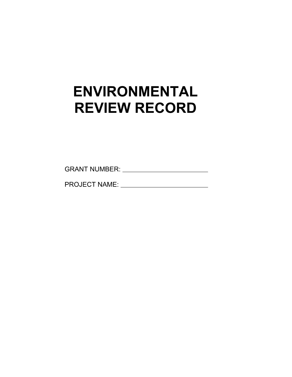 Environmental Review Record Checklist