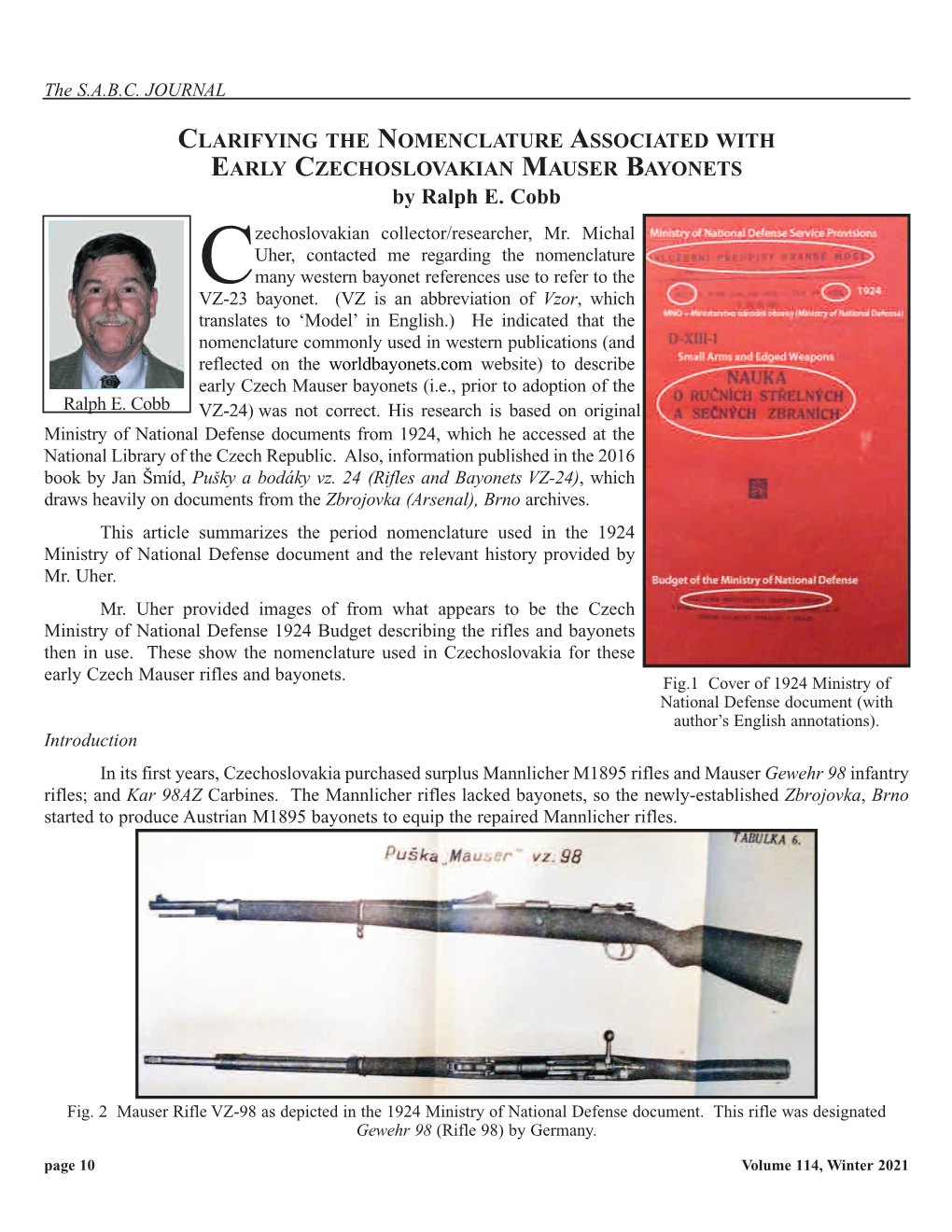 CLARIFYING the NOMENCLATURE ASSOCIATED with EARLY CZECHOSLOVAKIAN MAUSER BAYONETS by Ralph E