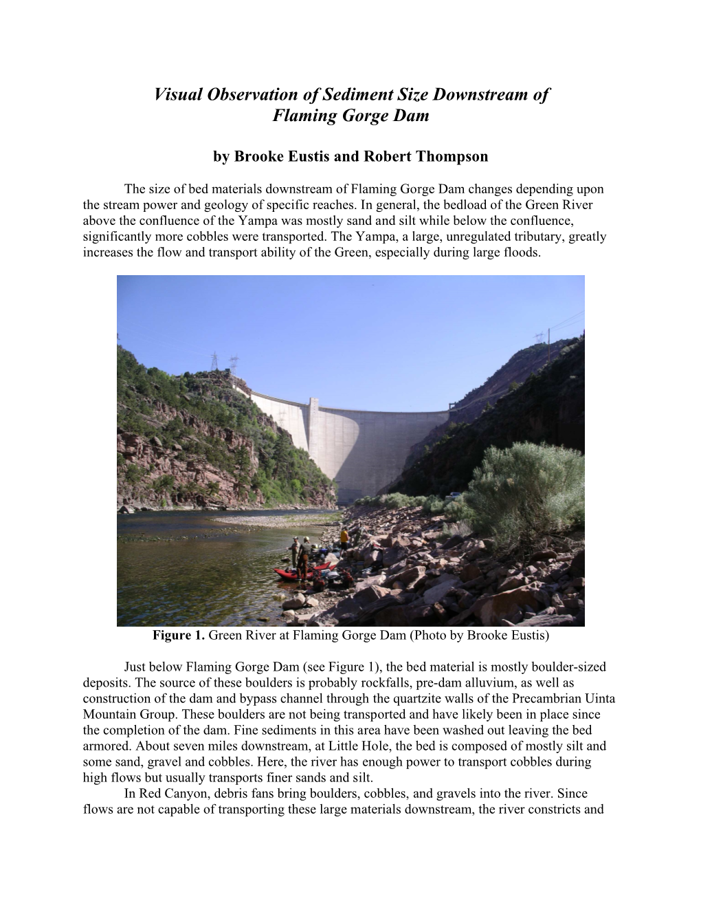 Visual Observation of Sediment Size Downstream of Flaming Gorge Dam