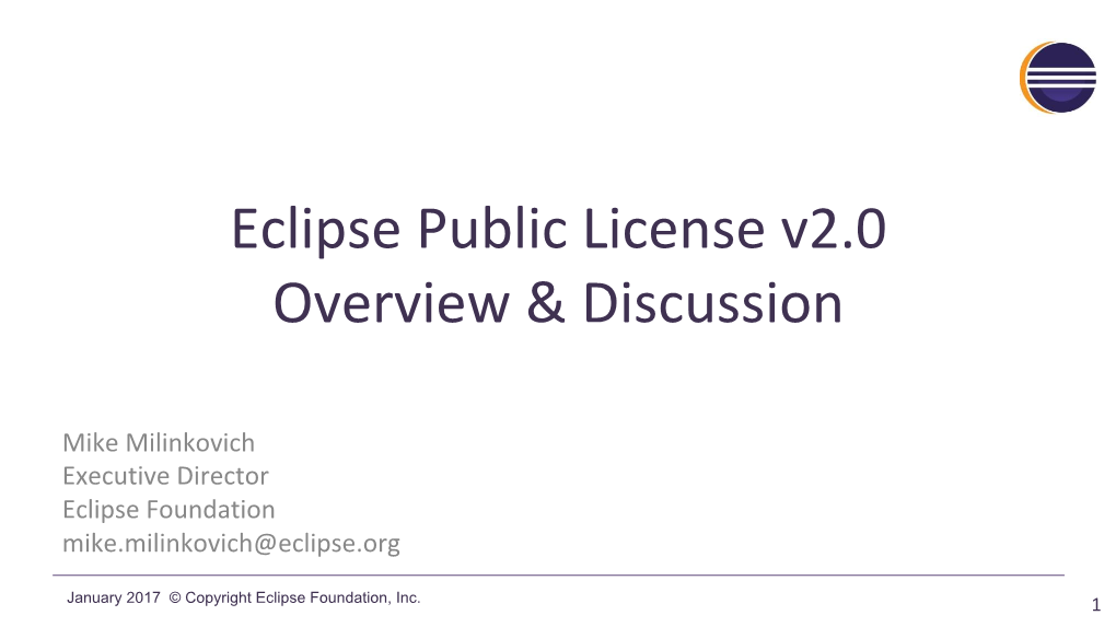 Eclipse Public License V2.0 Overview & Discussion