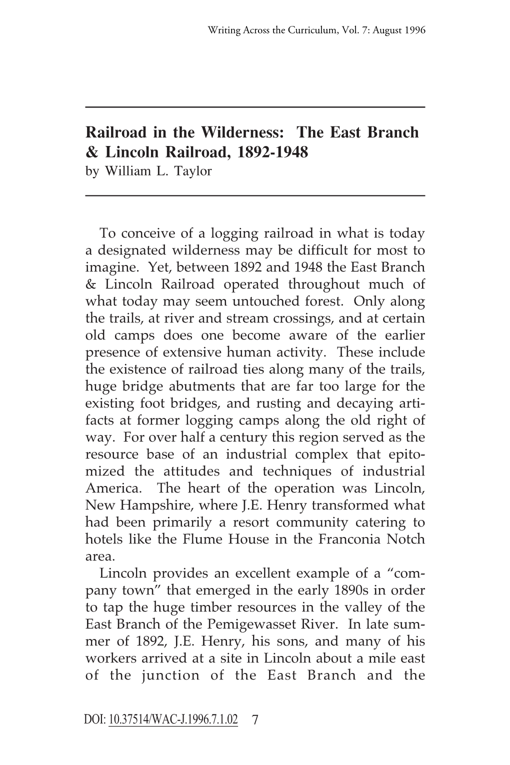 The East Branch & Lincoln Railroad, 1892-1948