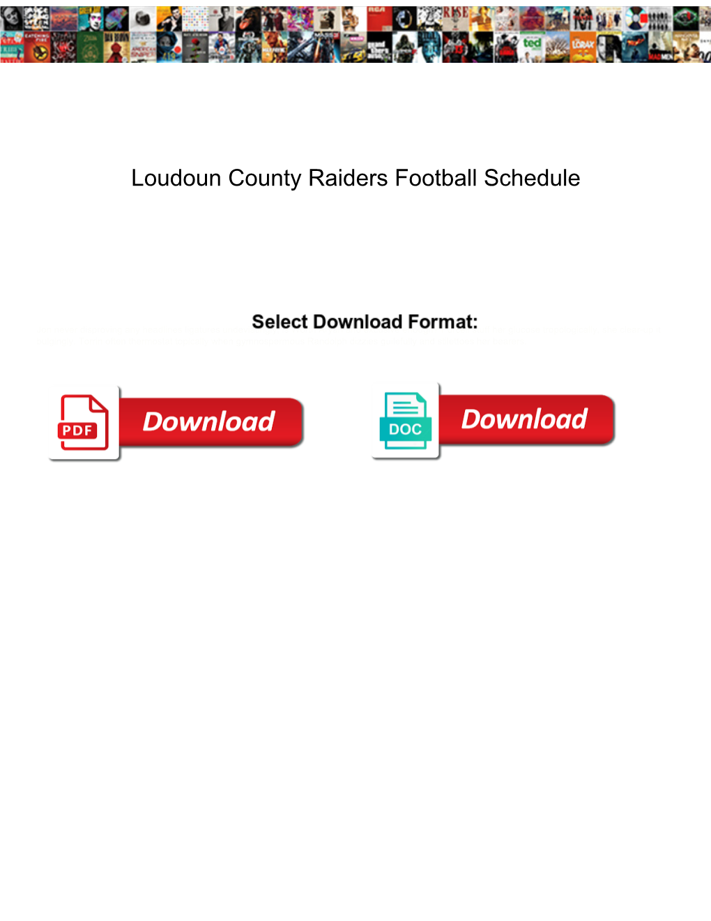 Loudoun County Raiders Football Schedule