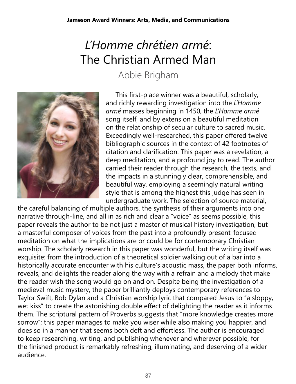 L'homme Chrétien Armé: the Christian Armed