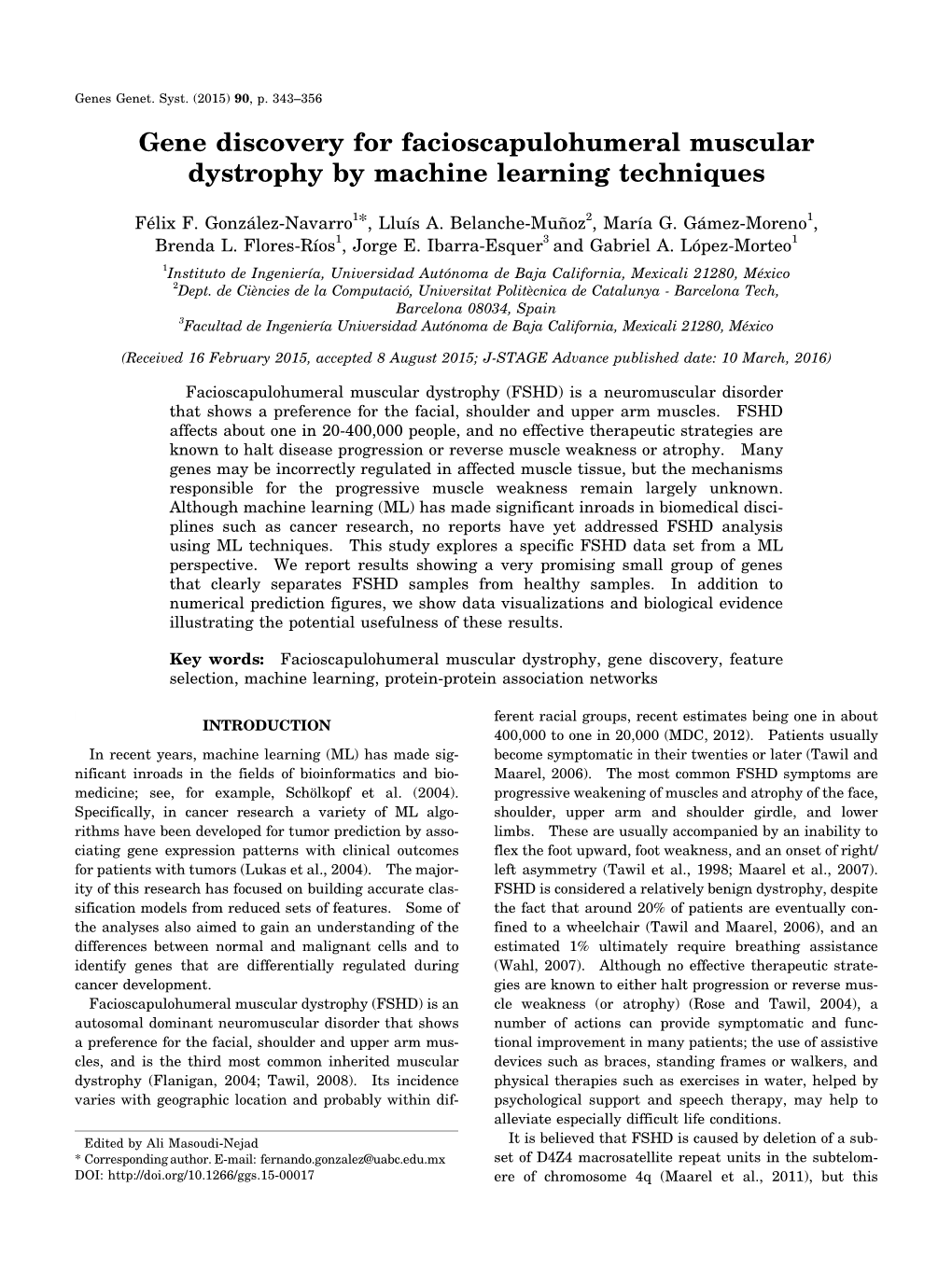 Gene Discovery for Facioscapulohumeral Muscular Dystrophy by Machine Learning Techniques