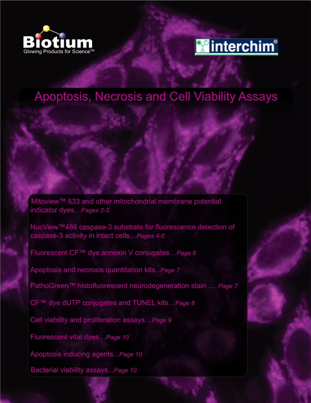 Apoptosis, Necrosis and Cell Viability Assays