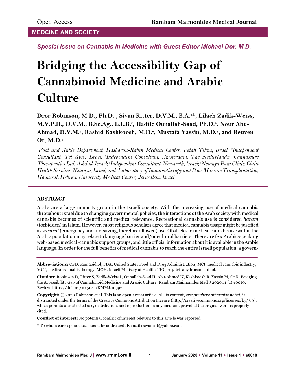Bridging the Accessibility Gap of Cannabinoid Medicine and Arabic Culture